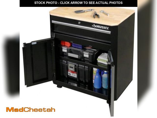 Lot 74-11826122 - Husky Ready-to-Assemble 24-Gauge Steel 1-Drawer 2-Door Garage Base Cabinet in Black (28 in. W x 32.8...