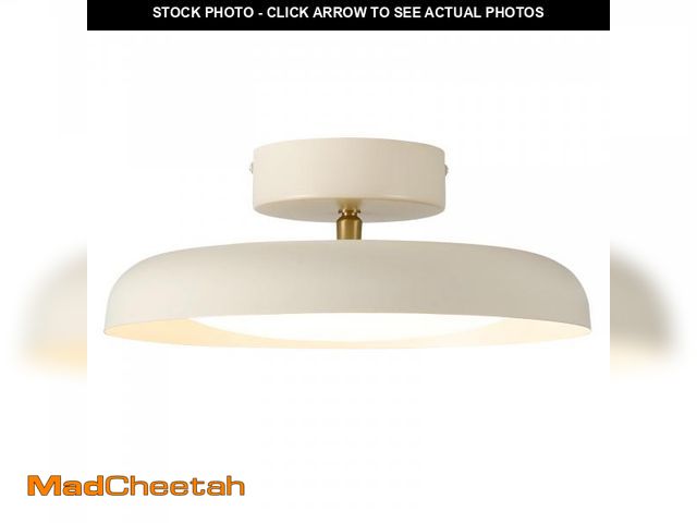 Lot 74-12310327 - Modern LED Ceiling Light, Brass Accent 12.6 Inch Semi Flush Mount Ceiling Light, Adjustable Angle Li...