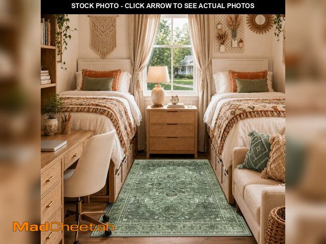 Lot 74-14271719 - RELEANY Area Rugs 4'x6' Washable Non-Slip, Floral Vintage Distress Medallion Carpet for Living Room ...