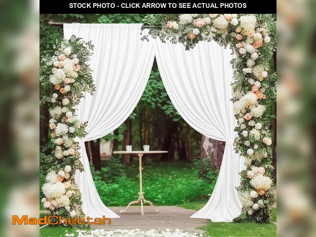 Lot 74-12703444 - MEETSKY White Backdrop Curtains for Parties - 10ft x 8ft Wedding Photo Background Curtain Rod Pocket...