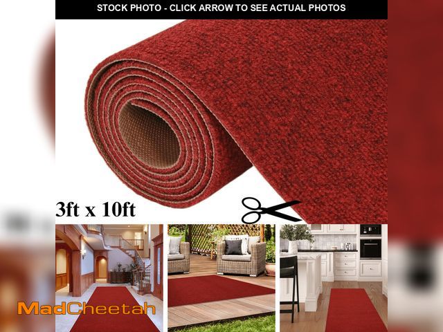 Lot 74-14087181 - OVYEFR 3' x 10' Runner Rug, Non-Slip Red Carpet Runners, Rubber Backing Utility Rugs for Weddings Pa...