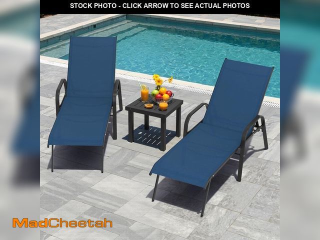Lot 74-14312689 - CLOUDFLY Navy Blue 2-Pack Outdoor Adjustable Chaise Lounge Chairs with Breathable Mesh - USED