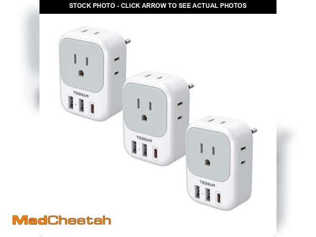 Lot 74-14153676 - TESSAN European Travel Plug Adapter USB C 3 Pack, PD 20W US to Europe Plug Adapter with 4 AC Outlets...