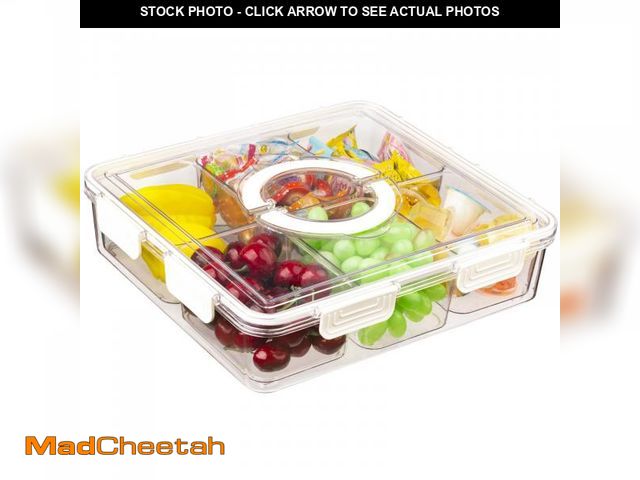 Lot 74-11548889 - Divided Serving Tray with Lid &amp; Handle, 6 Compartment Removable Snack Box, Kitchen Organizers an...