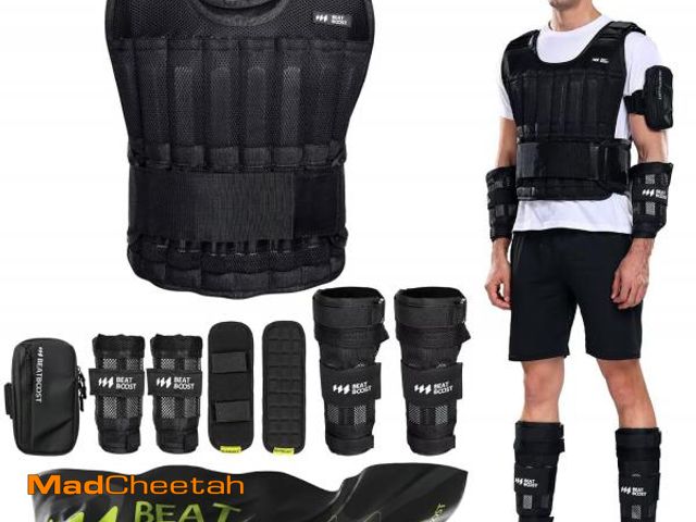 Lot 74-12397736 - BeatBoost Weighted Vest Men 30 lb Adjustable Weight Vest with Wrist Ankle Weights Steel Plates Weigh...
