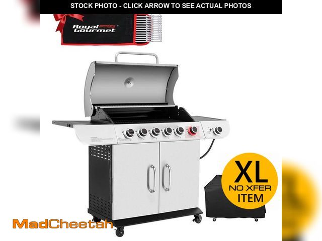 Lot 74-14293018 - Royal Gourmet 6-Burner BBQ Liquid Propane Gas Grill with Sear and Side Burner with Cover, 71,000 BTU...