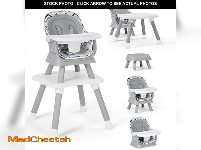 Lot 74-12158144 - AILEEKISS 8 in 1 Baby High Chair, Toddler Dining Booster Seat for Eating, Chevron - UNUSED
