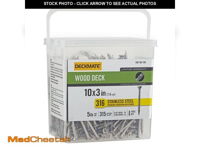 Lot 74-12675244 - DECKMATE #10 x 3 in. Stainless Steel Torx Flat-Head Wood Deck Screw (5 lb./315-Piece) - UNUSED