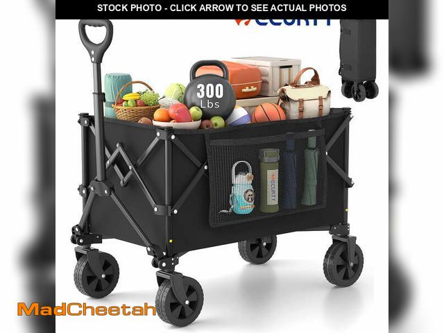 Lot 74-12781564 - Vecukty Compact Wagon Cart, Gathered Collapsible Camping Cart,Portable Utility Grocery Wagon for Cam...