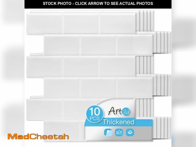 Lot 74-14378026 - Art3d Peel and Stick Backsplash Tiles Ã¢â¬â 12"x12" White Washed Thicker Design, Self-Adhesive Wa...