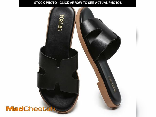 Lot 74-12980208 - Yozuru Womens Flat Sandals Open Toe Dressy Summer Sandals Comfortable Casual Slip on Leather Slides ...