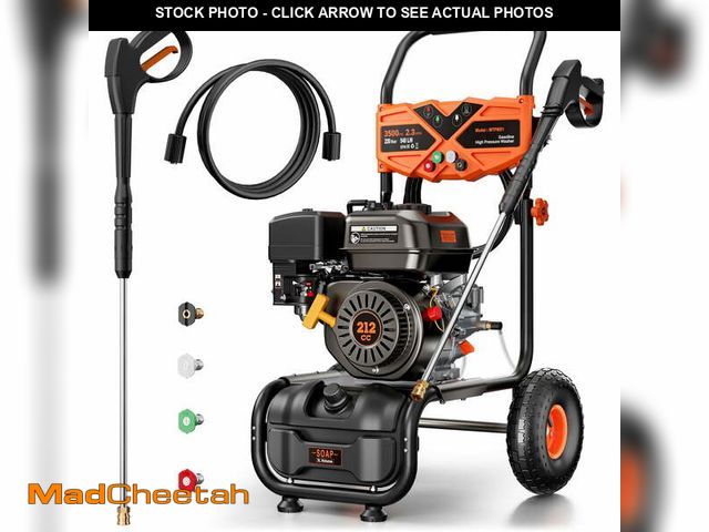 Lot 74-14086731 - Efurden 3500PSI Gas Pressure Washer, 212CC Engine 2.3GPM, 4 Adjustable Nozzles for Wall, Terrace, Ca...