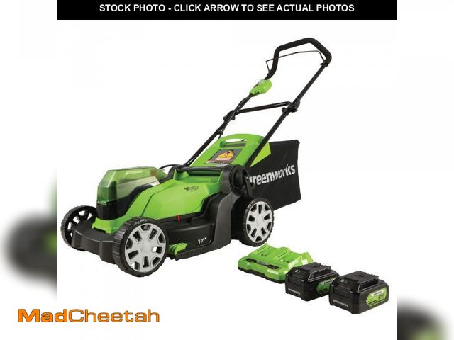 Lot 74-12241171 - Greenworks 48V (2 x 24V) 17" Cordless (Push) Lawn Mower (125+ Compatible Tools), (2) 4.0Ah Batteries...