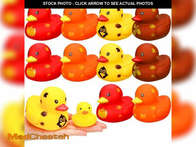 Lot 74-12607517 - Simgoing 12 Pcs Thanksgiving Rubber Ducks 3 Inch Large Fall Rubber Duckies Pumpkin Themed Duckies Th...