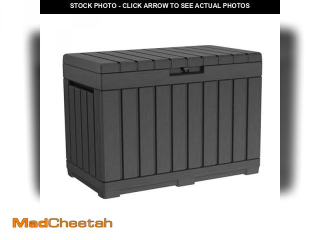 Lot 74-12154853 - Keter Kentwood 50 Gallon Durable Resin Outdoor Deck Box Storage Organization  Graphite - UNUSED