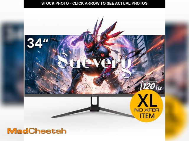 Lot 74-13095723 - Suevery 34" IPS UltraWide Gaming Monitor - 120Hz, 2560Ã1080P WFHD, 120 sRGB, Built-in Speakers, Bla...