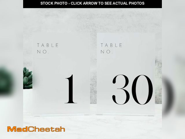 Lot 74-14268753 - JINMURY Frosted Wedding Table Numbers 1-30 with Stands, 5"x7" Frosted Acrylic Table Numbers, Perfect...