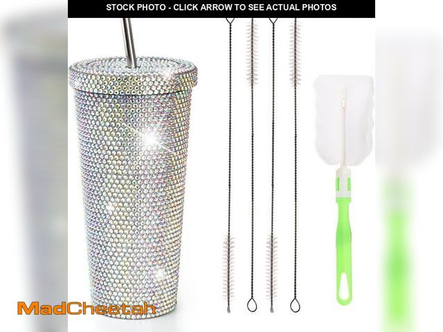 Lot 74-12329207 - Mezchi 27 OZ Bling Diamond Glitter Tumbler with Straw and Lid, Sparkly Stainless Steel Thermal Drink...