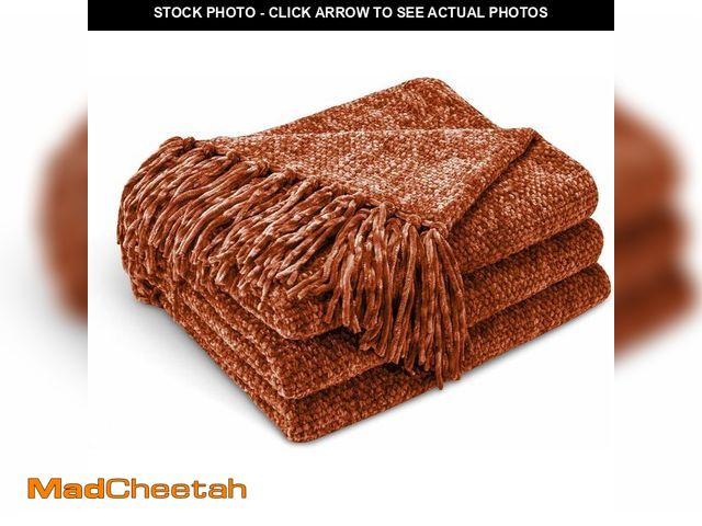 Lot 74-10823121 - CozeCube Chenille Throw Blanket for Couch, Cozy Soft Chunky Chenille Throw Blanket with Fringe Tasse...