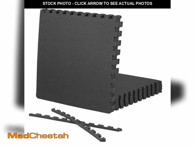 Lot 74-14342691 - SAKAE Black 24 in. W x 24 in. L x 0.5 in. Thick EVA Foam T-Pattern Gym Flooring Tiles (12 Tiles/Pack...