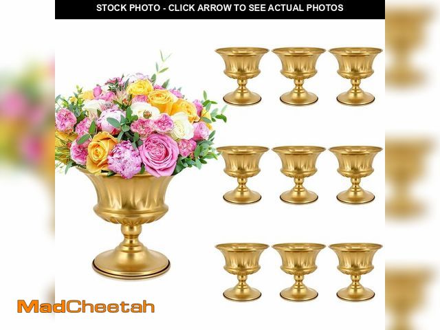 Lot 74-14209160 - Gold Vase for Centerpieces Compote Bowl: Wedding Pedestal Vases 5.9 Inch Metal Flower Urn for Table ...