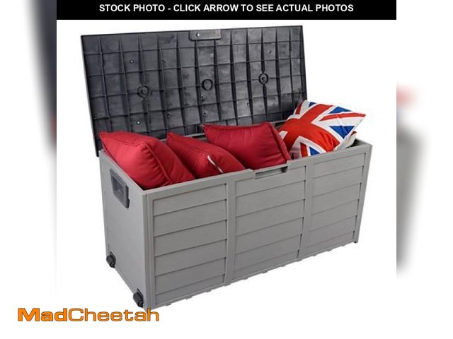 Lot 74-12144892 - Seizeen Deck Box for Outside  75GAL Outdoor Storage Box W/Wheels &amp; Padlock  All-weather Patio St...