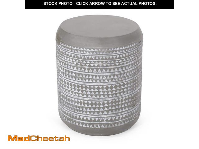 Lot 74-14290715 - CHRISTOPHER KNIGHT HOME Wickson Concrete and White Stone Outdoor Patio Side Table - UNUSED