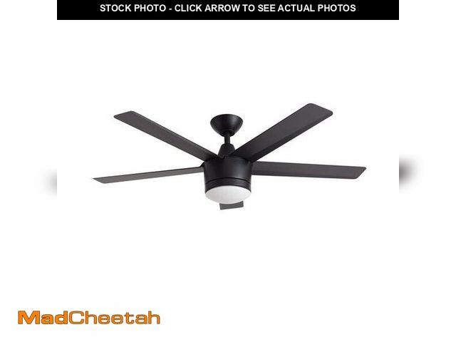 Lot 74-12575612 - Home Decorators Collection SW1422MBK Merwry 52 In. LED Ceiling Fan, Matte Black - UNUSED