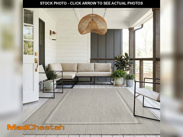Lot 74-14353952 - SIXHOME Outdoor Rugs 9'x12' Patio Rug Modern Bordered Indoor Outdoor Rugs Polypropylene Washable Non...