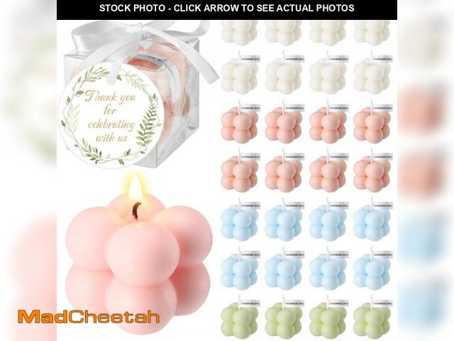 Lot 74-12310545 - MTLEE 40 Sets Wedding Favors Gift for Guest, 1.6" Small Bubble Candles Bulk with Greeting Card Ribbo...