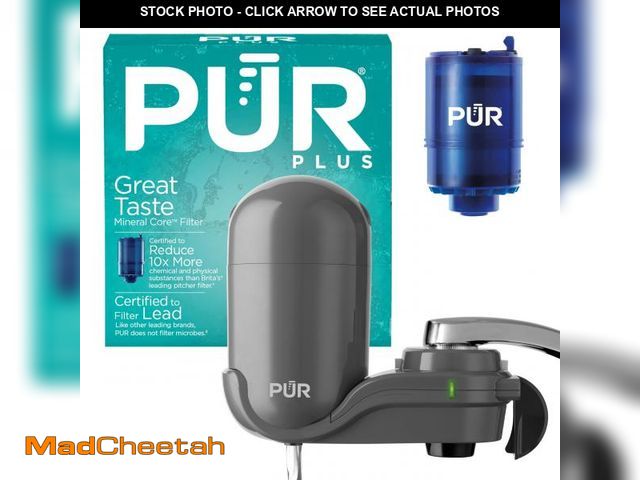 Lot 74-12311940 - PUR PLUS Vertical Faucet Mount Water Filtration System, Lead-Reducing Filter, Great-Tasting Water, E...