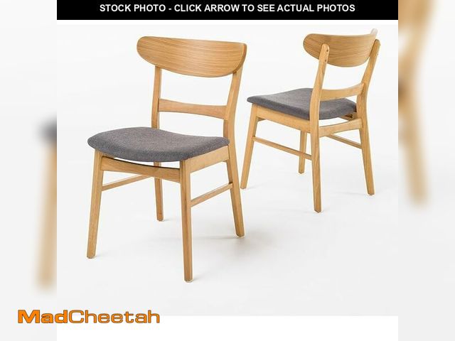 Lot 74-12827661 - Christopher Knight Home Heather Mid-Century Modern Dining Chairs (Set of 2), Dark Gray and Natural O...