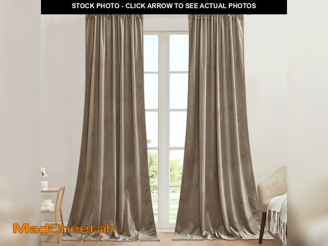 Lot 74-14339921 - StangH Camel Beige Living Room Velvet Curtains 96 inches Room Darkening Decor Window Curtains Heavy ...