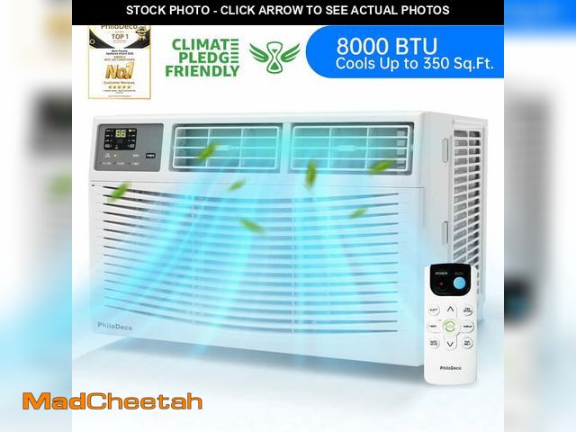 Lot 74-14350502 - PhiloDeco 8000 BTU Window Air Conditioner 350 Sq. ft. Intelligent, LED Display Screen, with Remote C...