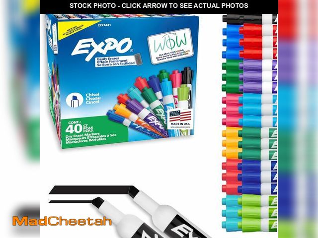 Lot 74-12677152 - EXPO Dry Erase Markers, Low Odor Ink, Assorted Fashion Colors, Chisel Tip, 40 Count - UNUSED
