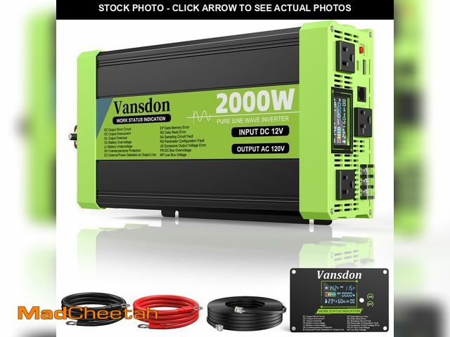 Lot 74-14214813 - Vansdon 2000W Pure Sine Wave Inverter 12V DC to 120V AC Inverters for RV,Truck, Solar, Home, Off-Gri...