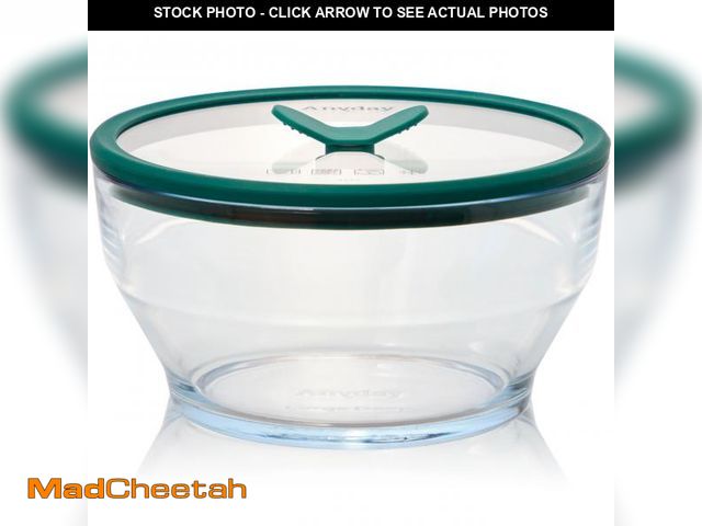 Lot 74-12432756 - Anyday 8-Cup Glass Food Storage with Glass Lid, Round Deep Dish | Plastic-Free Meal Prep &amp; Micro...