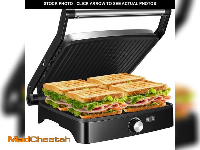 Lot 74-14151280 - OSTBA Panini Press Grill with Adjustable Temperature, 4-Slice Indoor Grill, 180ÃÂ° Open Sandwich Ma...