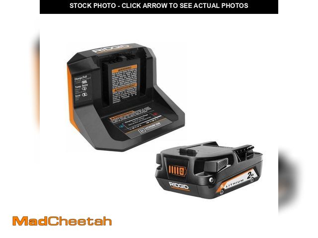 Lot 74-12592729 - *MISSING BATTERY* RIDGID 18V Lithium-Ion 2.0 Ah Battery Starter Kit AC9302 *MISSING BATTERY*  - UNUS...