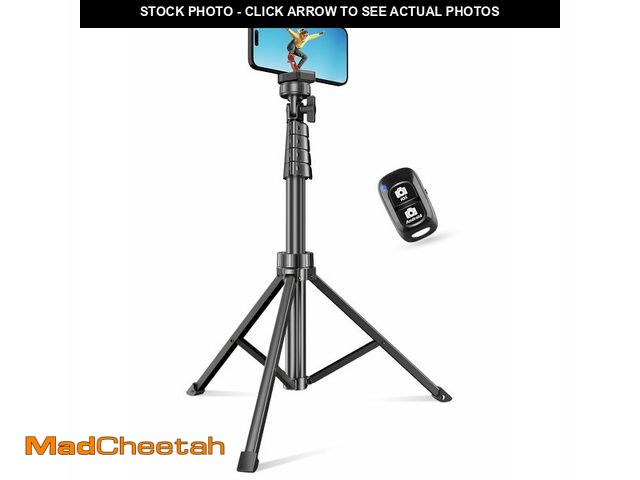 Lot 74-14213336 - SENSYNE 62" Phone Tripod for iPhone, Extendable Selfie Stick Tripod Stand with Wireless Remote and P...