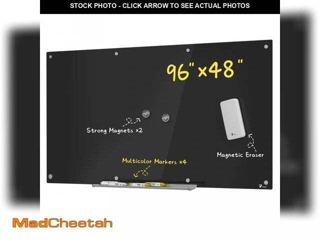 Lot 74-12445383 - TOWON 8 x 4ft Whiteboard Large, Glass Dry Erase Board Magnetic, 96 x 48 in, Infinity Frameless Mount...