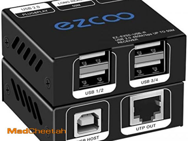 Lot 74-12333107 - USB Extender 165ft 50m 4-Port USB2.0 HUB by Cat5e Cat6 -Two Webcam Work Sync,Plug &amp; Play for Cam...
