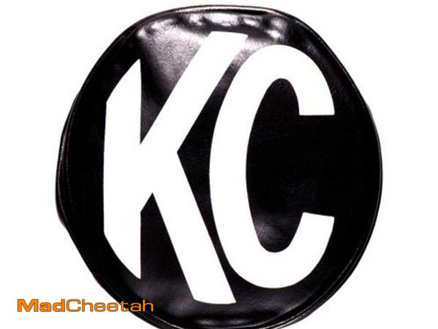 Lot 74-12217339 - KC HiLiTES 5100 6" Round Black Vinyl Light Cover w/ White KC Logo - Set of 2 - USED