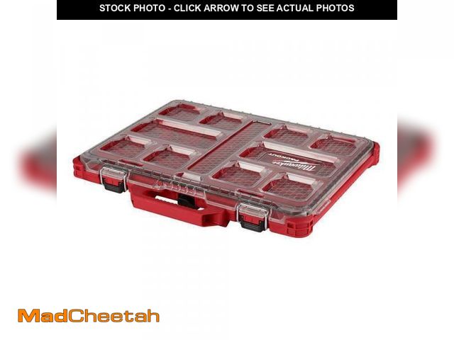 Lot 74-12511024 - (MISSING INSERTS) Milwaukee PACKOUT 11-Compartment Low-Profile Impact Resistant Portable Small Parts...