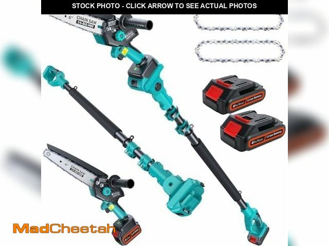 Lot 74-12694755 - (MISSING CHAIN) Cordless Pole Saw&amp;Mini Chainsaw,2-IN-1 6 inch Electric Handheld Chain Saw with 2...