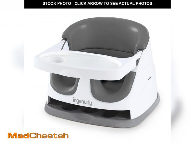 Lot 74-12437561 - Ingenuity Baby Base 2-in-1 Booster Feeding and Floor Seat with Self-Storing Tray - Slate - UNUSED