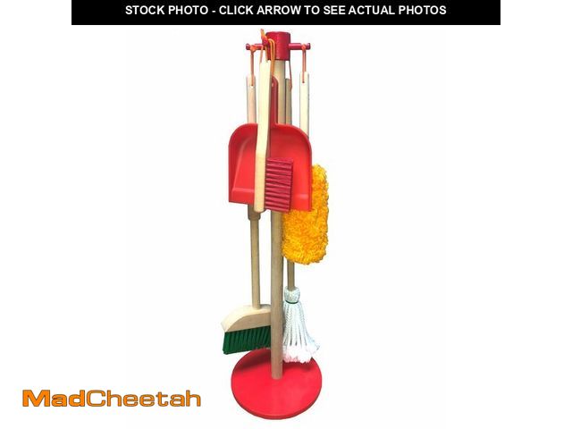 Lot 74-14210205 - JustForKids Wooden Detachable Kids Cleaning Set - Duster, Brush, Mop, Broom and Hanging Stand Play -...