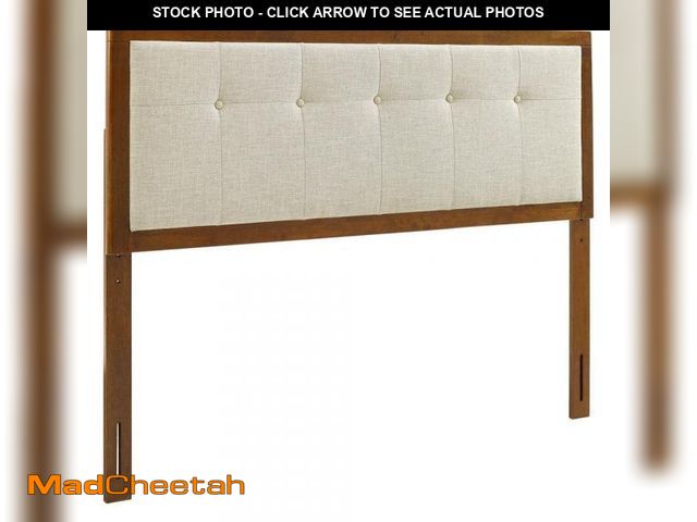 Lot 74-12492427 - MODWAY Draper Tufted in Walnut Beige Queen Fabric and Wood Headboard - UNUSED