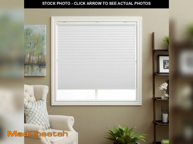 Lot 74-14281411 - Cellular Shades Cordless Blackout Honeycomb Blinds Fabric Window Shades White(Blackout), 46" W x 48"...