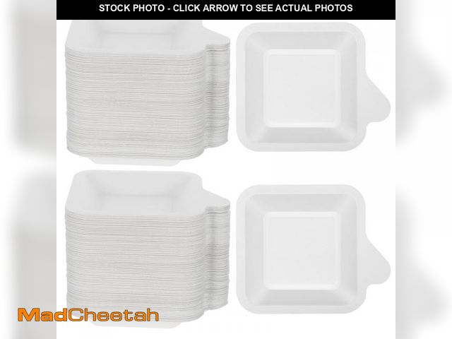 Lot 74-12180866 - mekueeex Small Paper Plates Small Disposable Paper Plate Bulk White Square Dessert Plate Cake Party ...